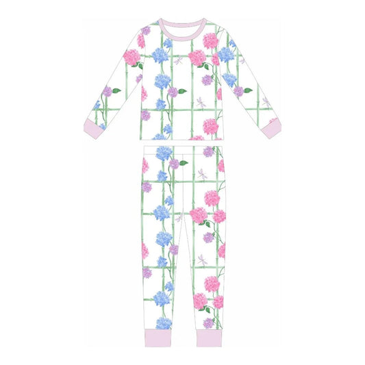 **PRE-ORDER** Hydrangeas and Bamboo Two Piece Loungewear Set