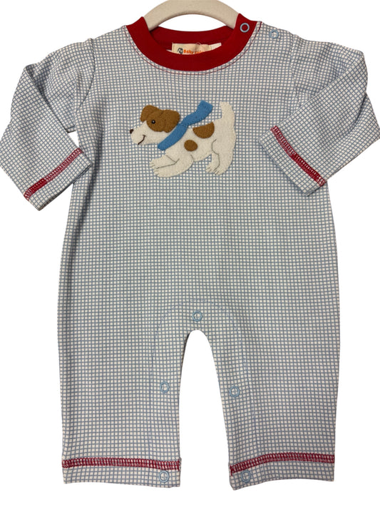 Dog Blue Check Romper