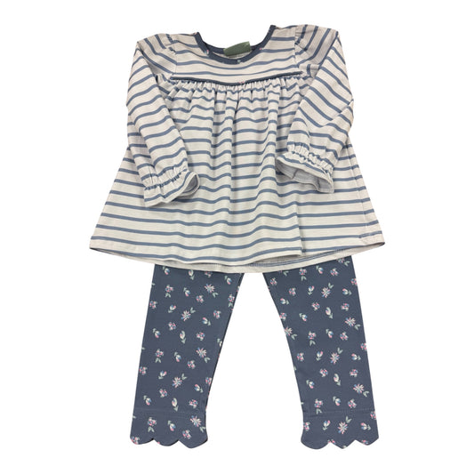 Dusty Blue Floral Scallop Pant Set