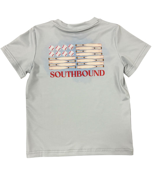 Light bluet-shirt with a baseball graphic design and 'Southbound' text on a white background