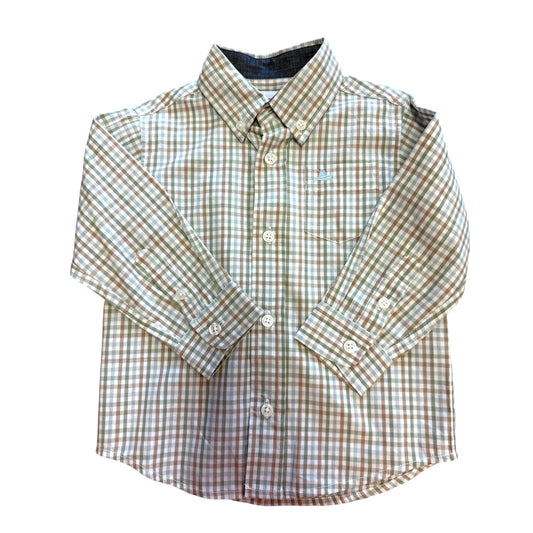 Green/brown plaid shirt