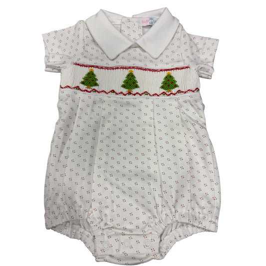 Christmas Trees Hand Smocked Pima Bubble