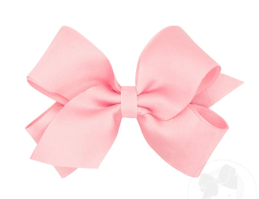 Crepe Satin with Grosgrain Underlay Hair Bow - Lt Pink