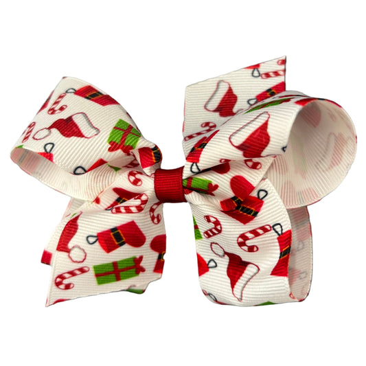 Christmas Print Grosgrain Hair Bow
