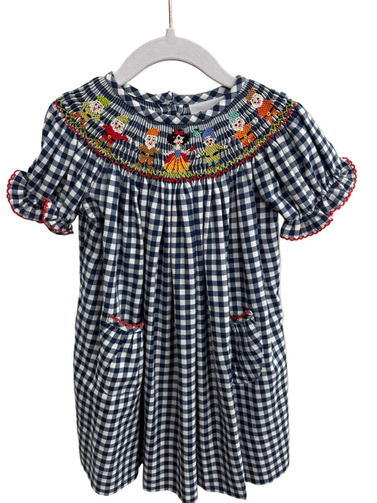 Smocked Dress with Snow White + Dwarfs Embroidery