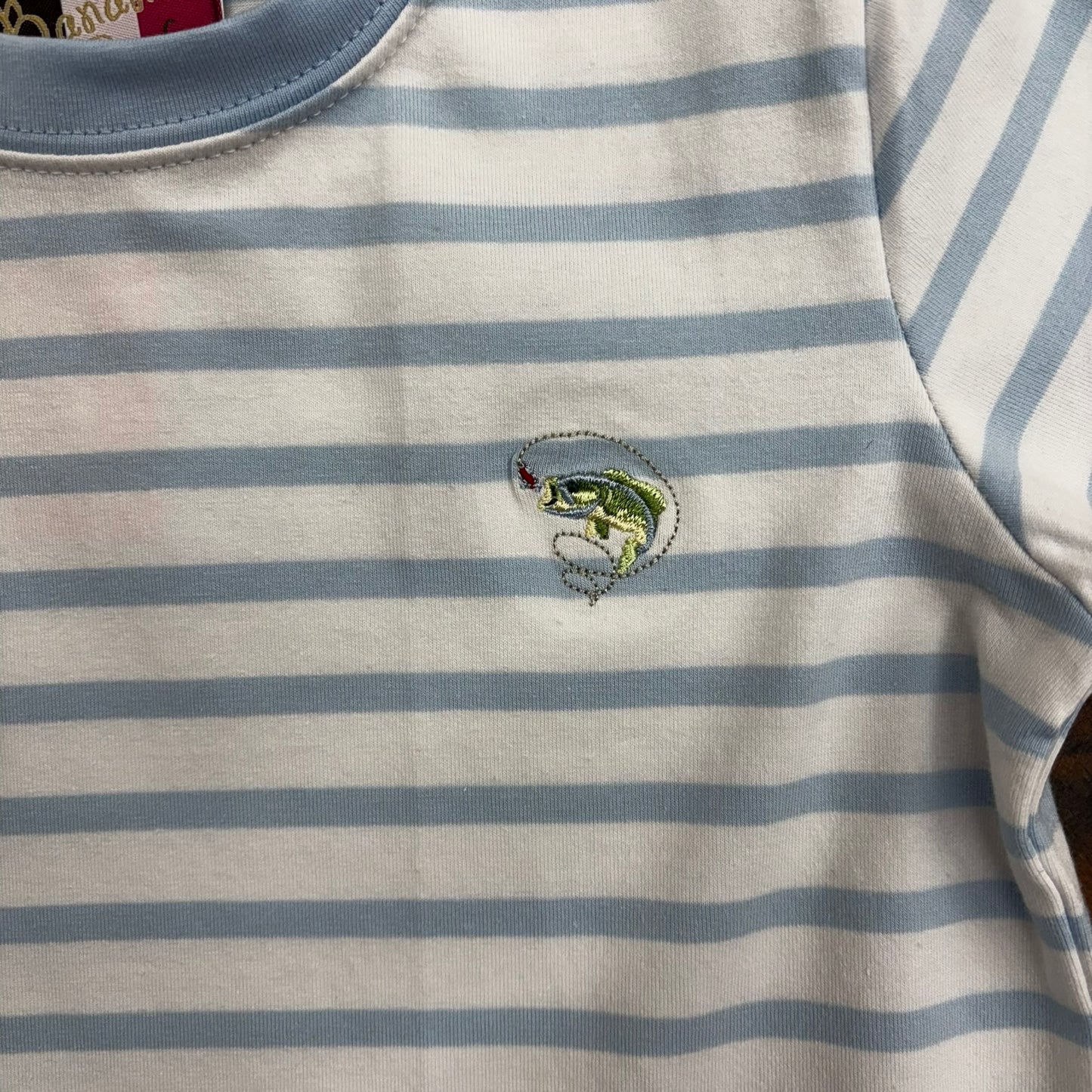 Closeup of bass fish design.