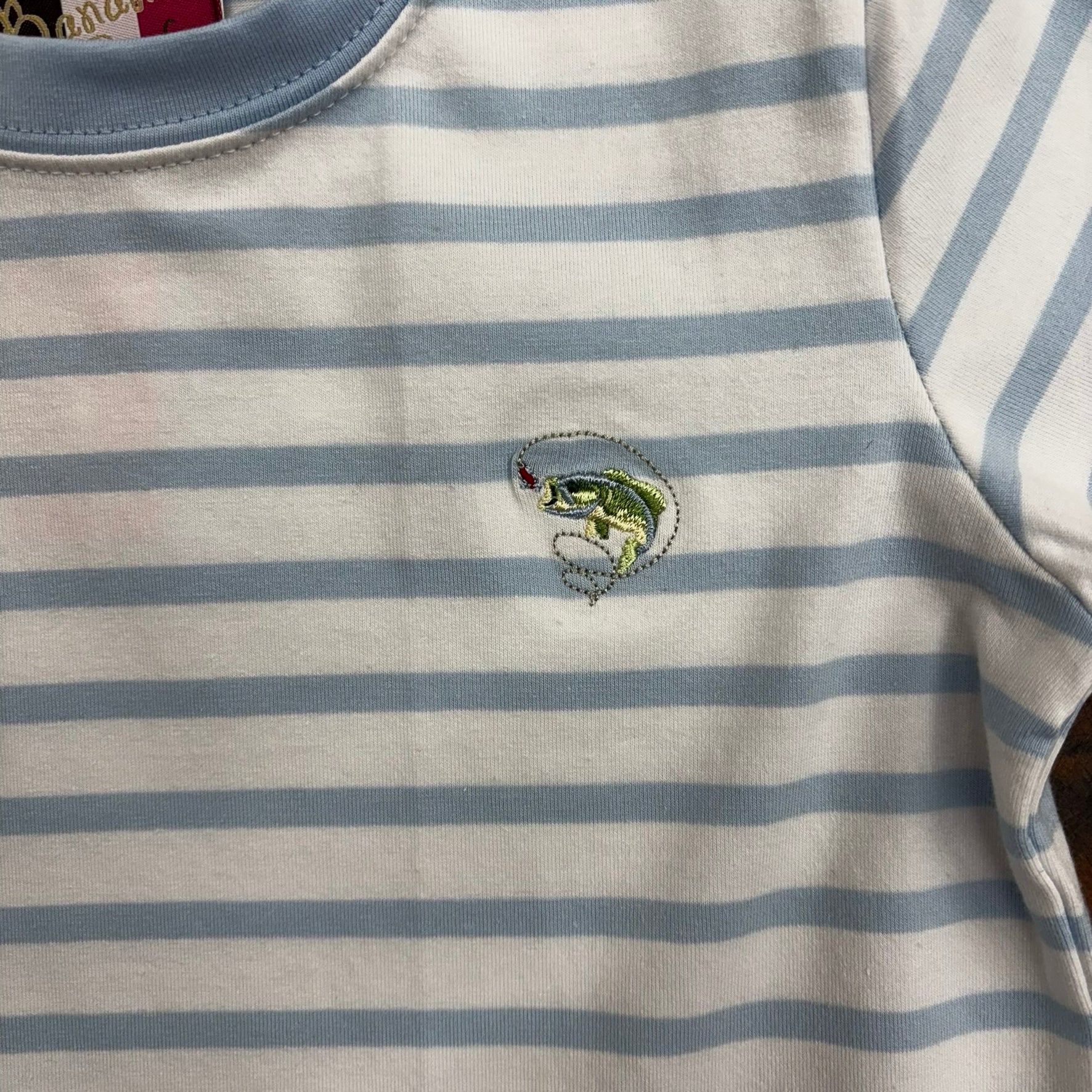 Closeup of bass fish design.