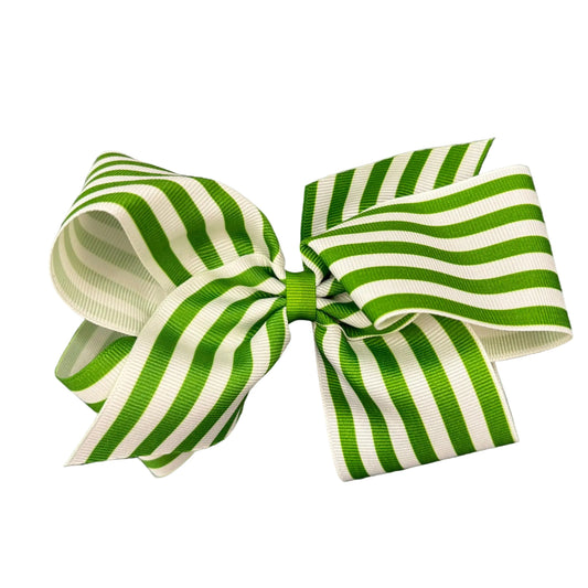 Green Stripe Grosgrain Bow