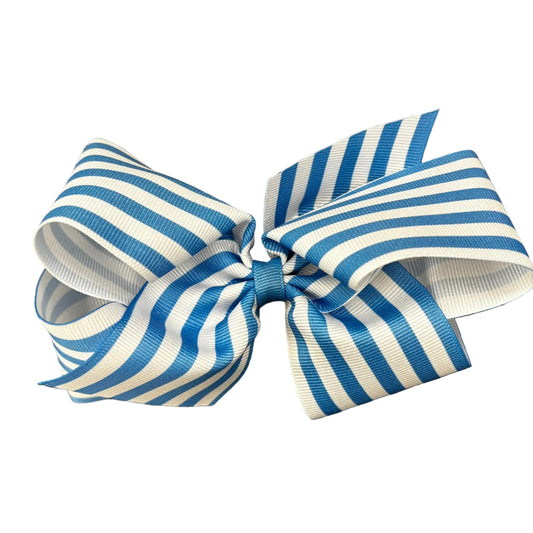 Blue striped hair bow.