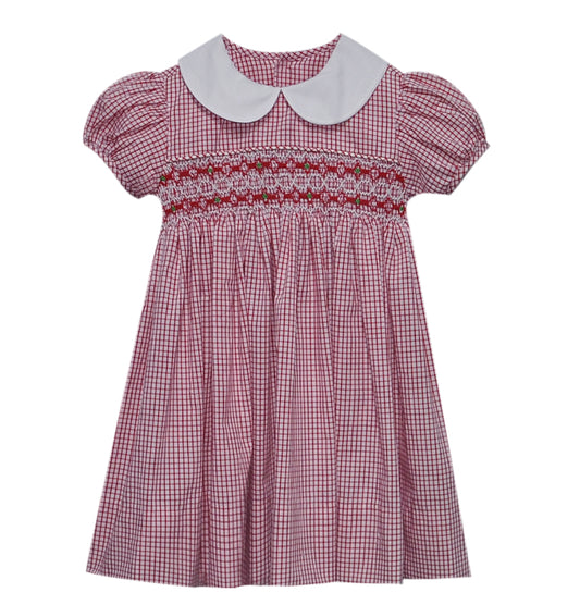 Juliette Dress -Red Smocked