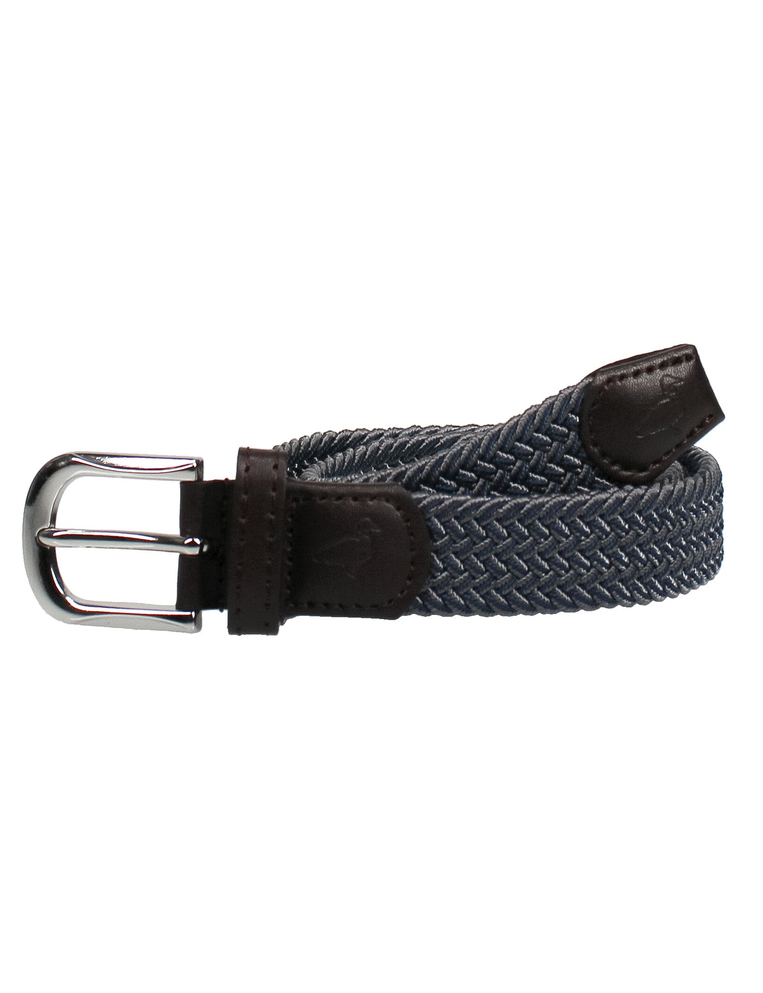 Gray braided belt with a silver buckle 