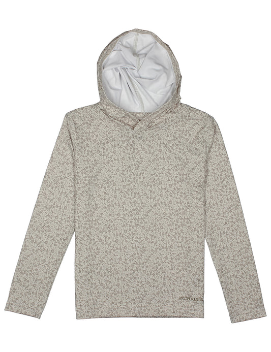 Tan hoodie performance material with whitetail deer design