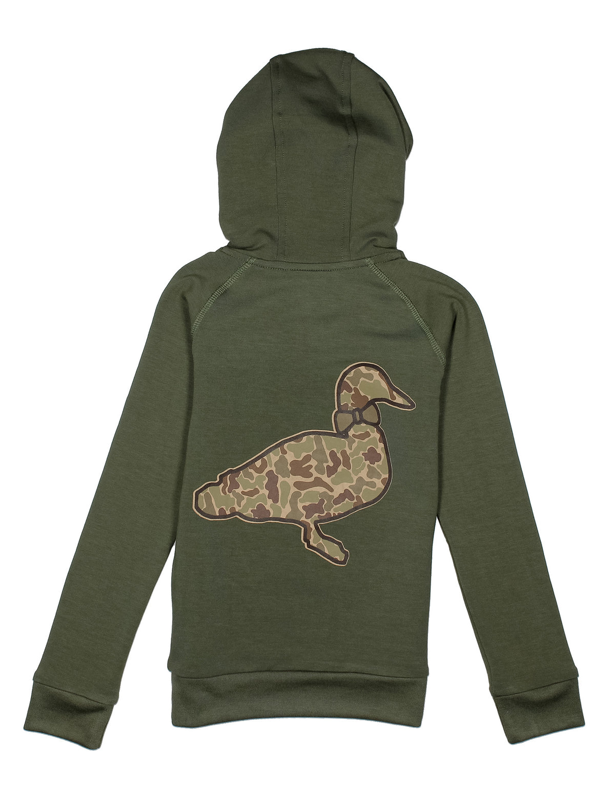 Olive green sweatshirt with camo design