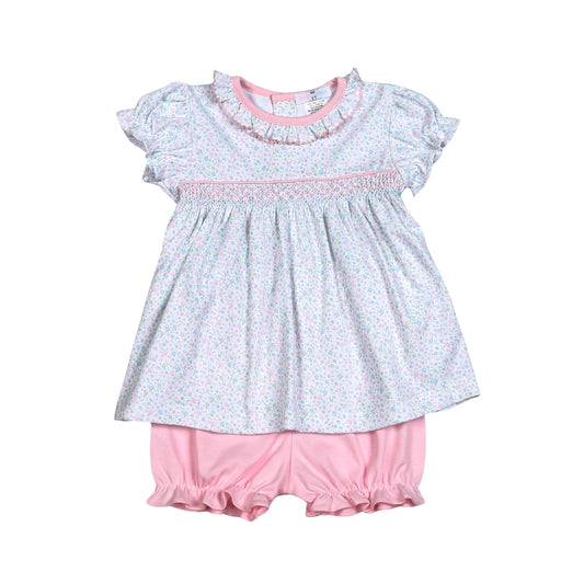Mini Floral Smocked Bloomer Set