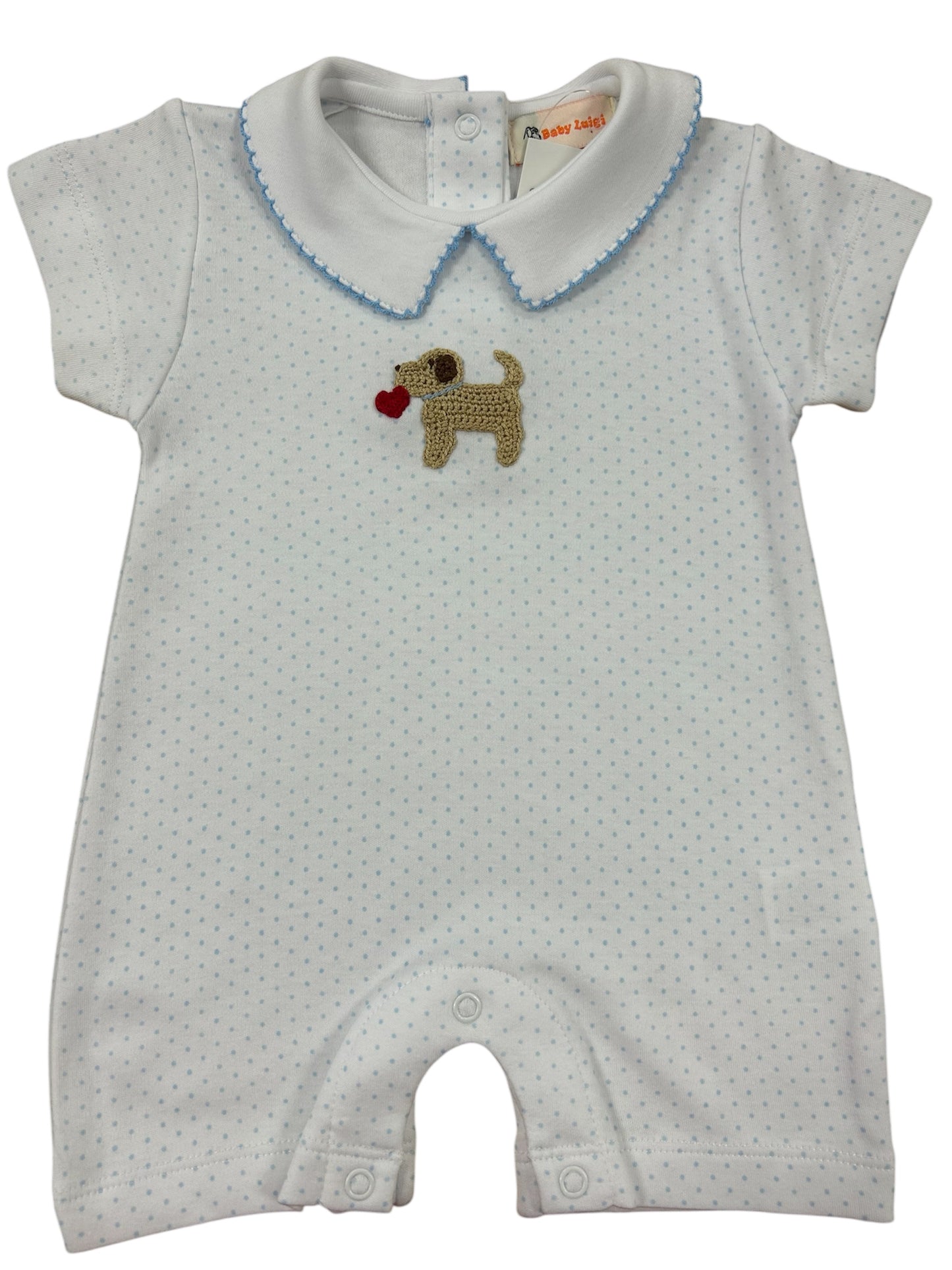 Dog French Knot Romper - Blue