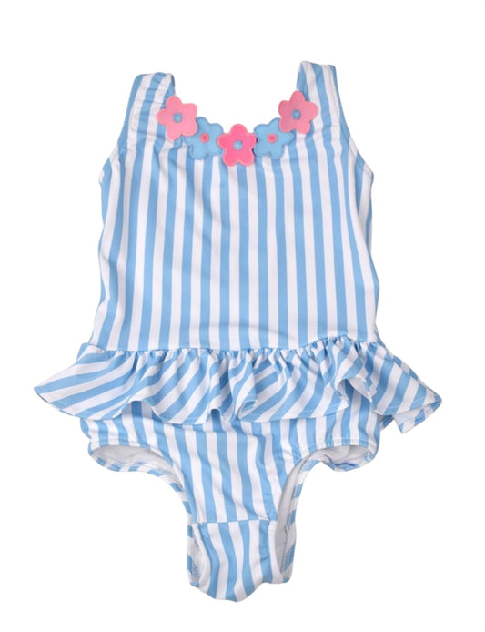 Blue Stripe Ruffle Swimsuit