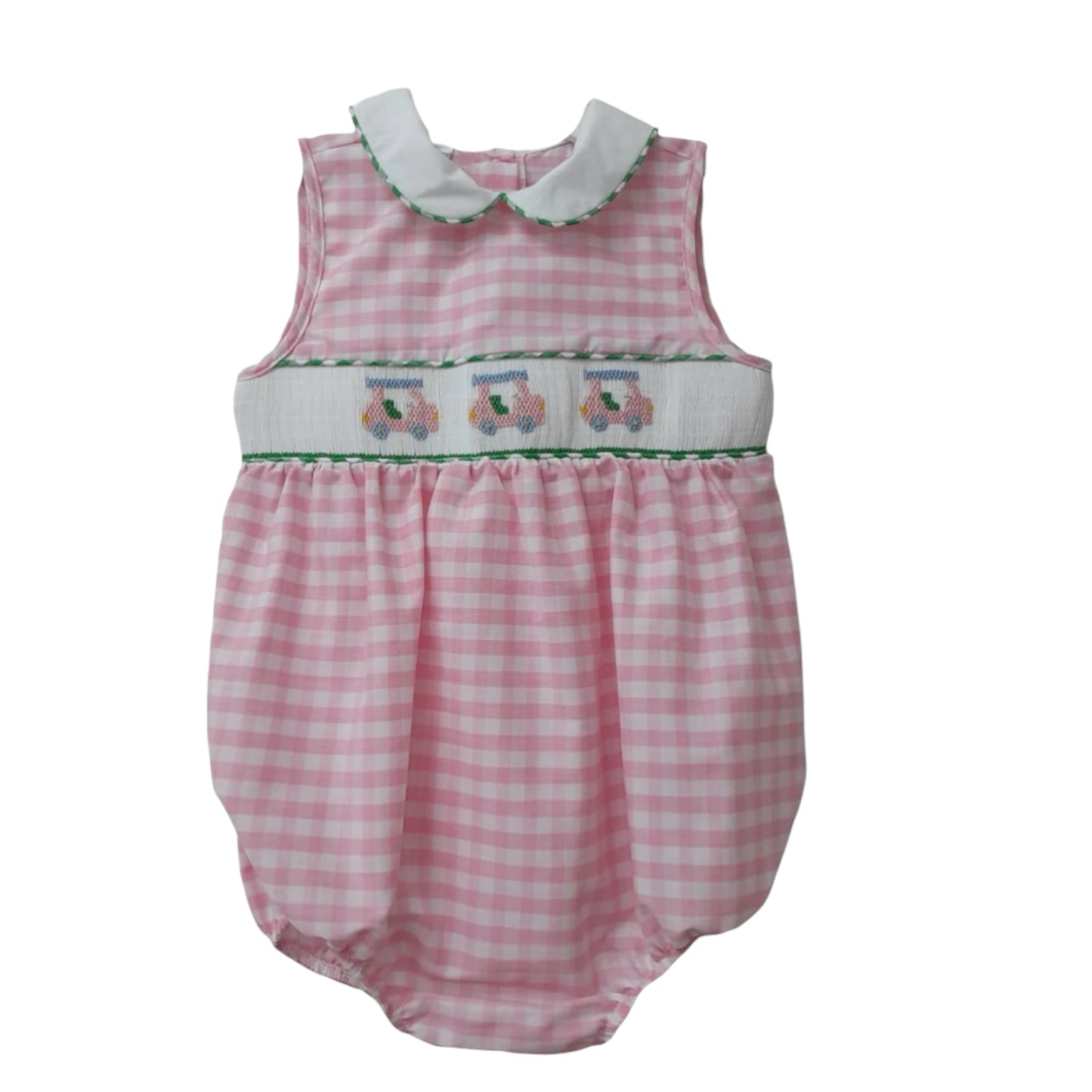 Smocked Golf Pink Gingham Bubble