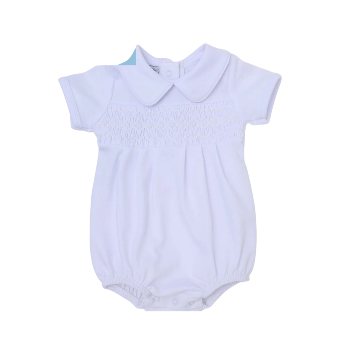 Hazel and Hudson Smocked Bubble - White