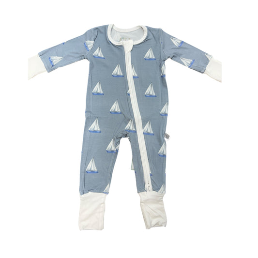 Sail Away Double Zipper Romper - Bamboo