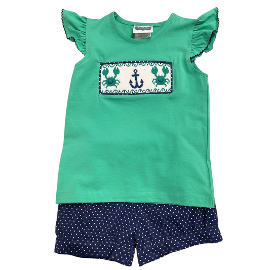 Smocked Crab Short Set - Girls