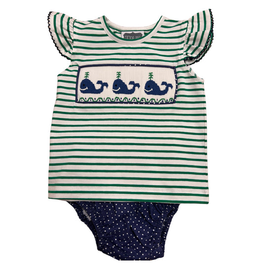 Whale Smocked Bloomer Set - Girls