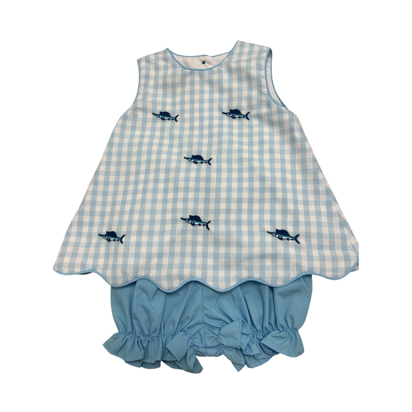 Blue Marlin Scalloped Bloomer Set