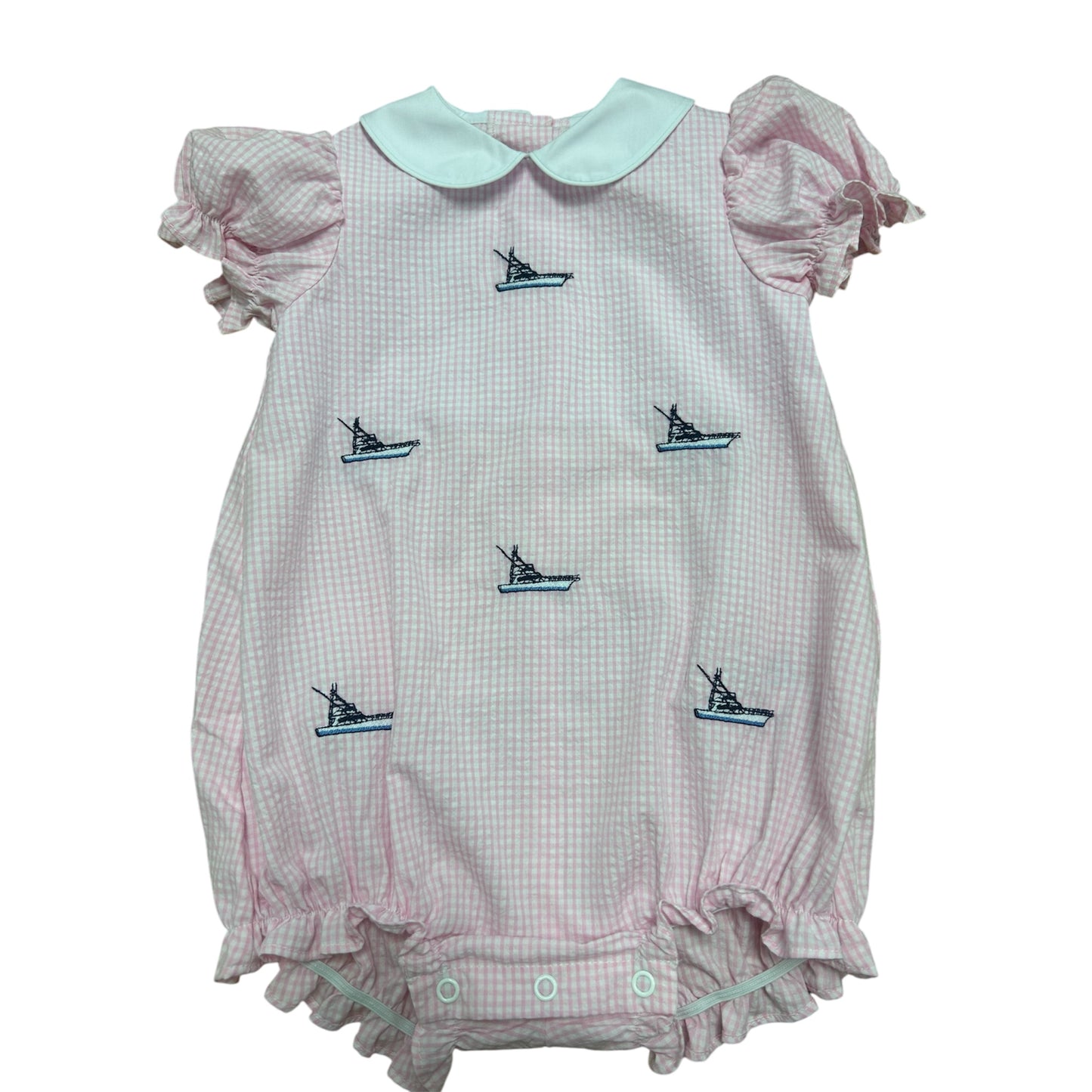 Boat Embroidered Bubble - Pink