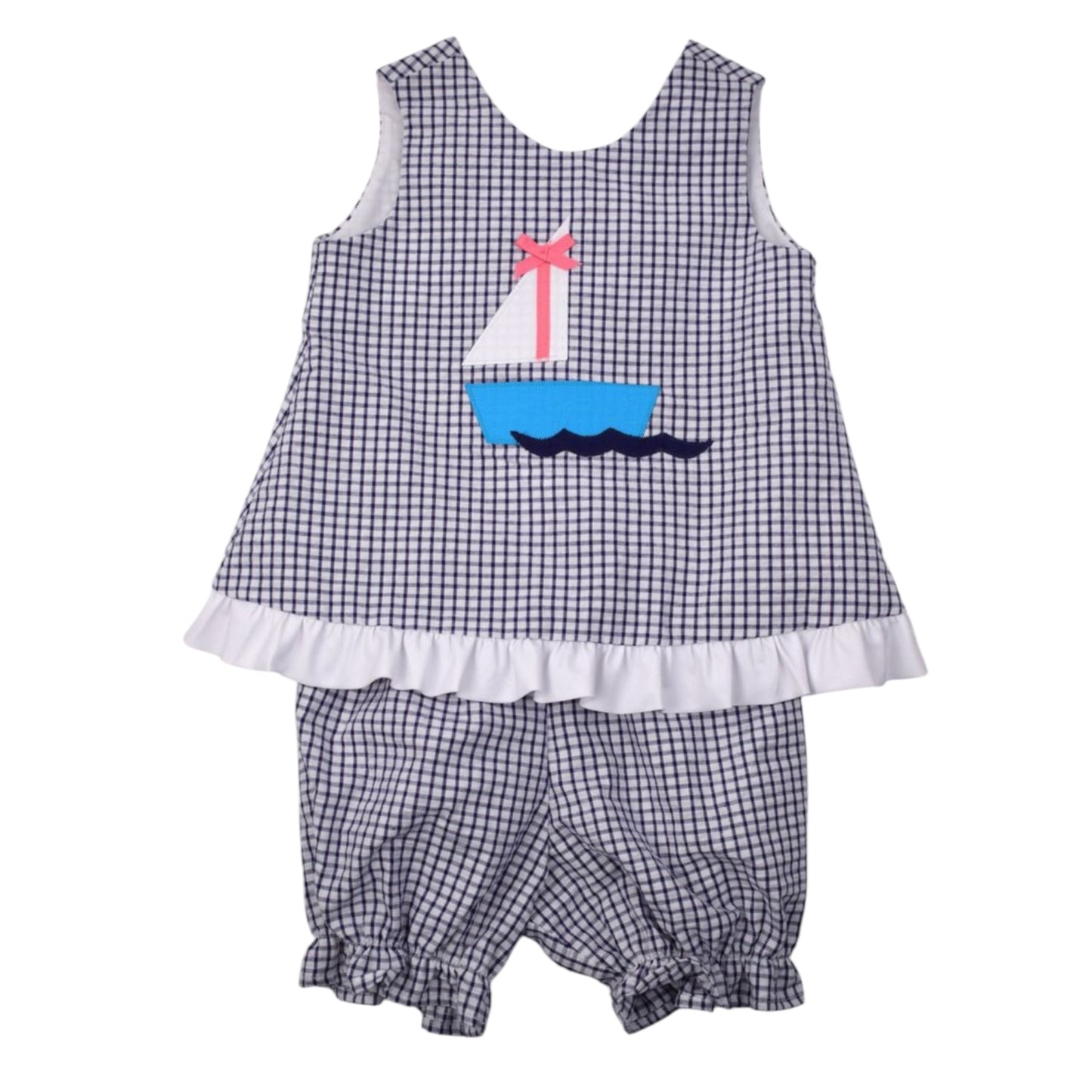 Sailboat Check Bloomer Set