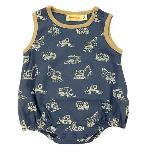 Construction Vehicle Print Bubble - Trim in Grey