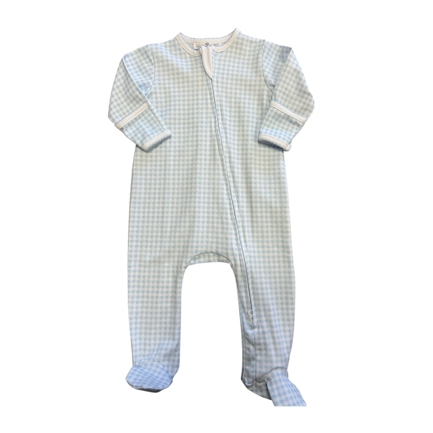Baby Checks Zip Footie - Blue