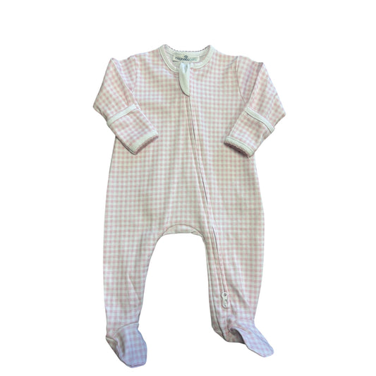 Baby Checks Zip Footie - Pink