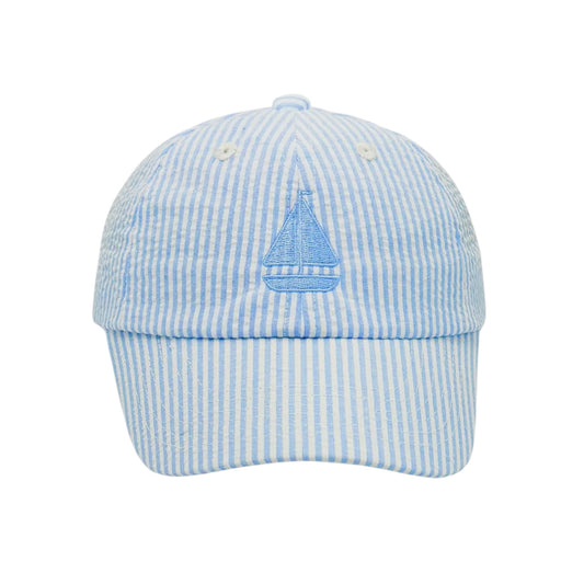 Seersucker Sailboat Hat - Blue