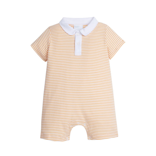 Peter Pan Polo Romper - Melon Stripe