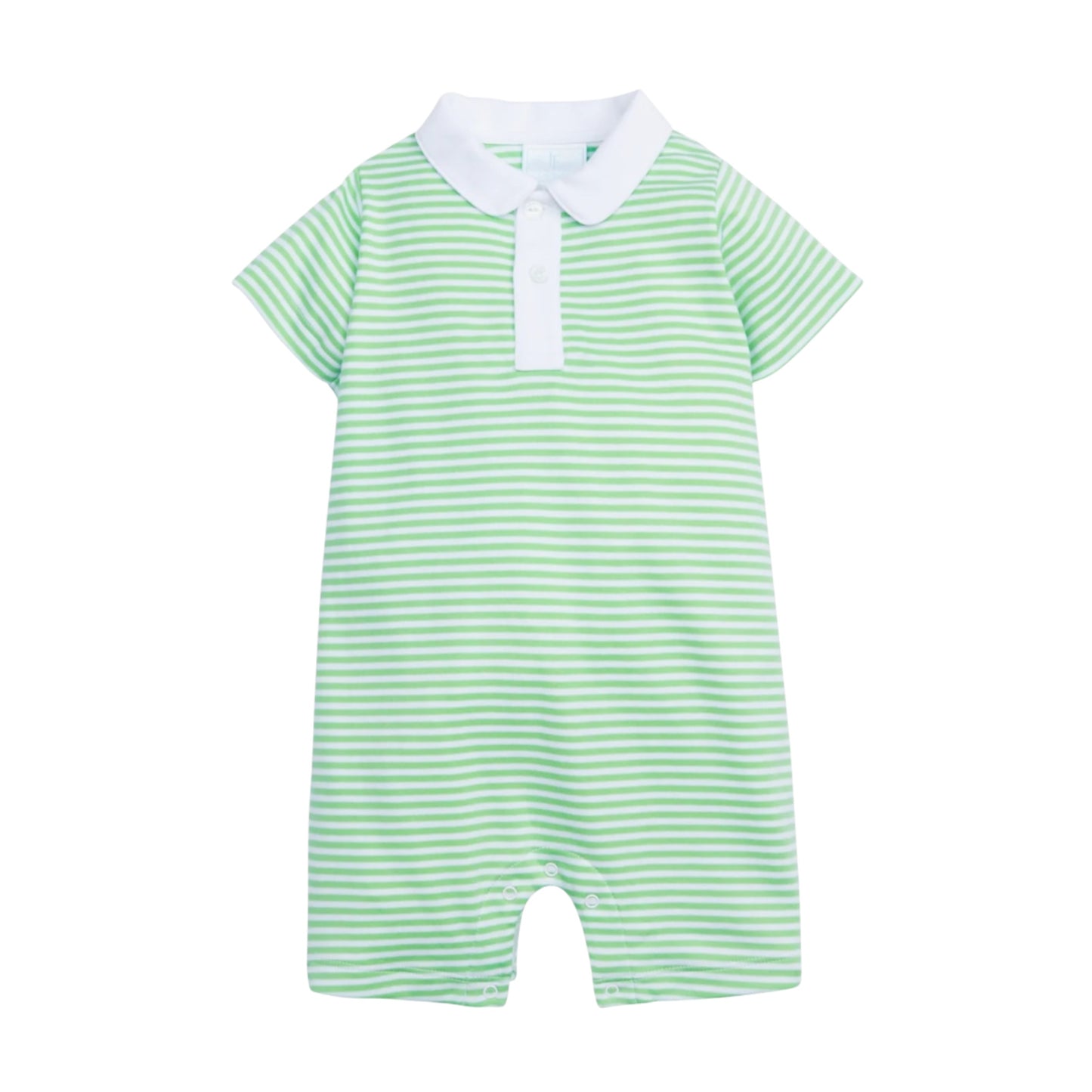 Peter Pan Polo Romper - Green Stripe