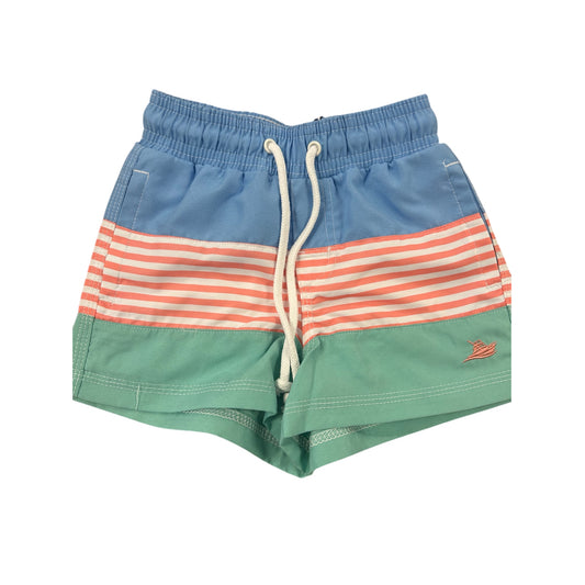 Persimmon Color Block Swim Trunks