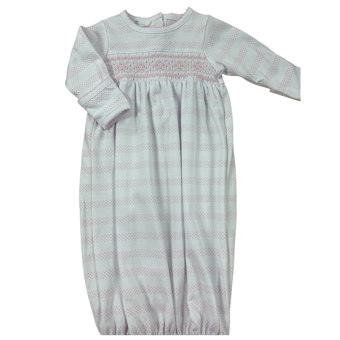 Smocked Dot Gown - Pink