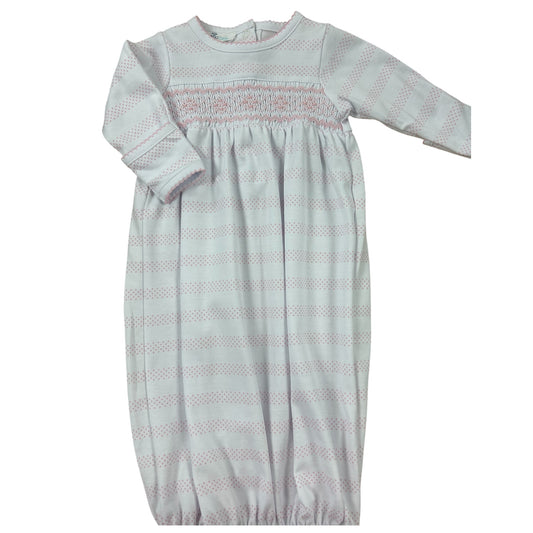 Smocked Dot Gown - Pink