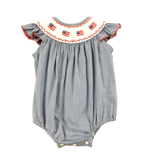 Smocked Flag Bubble - Girls