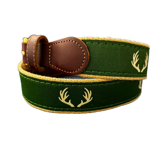 Deer Antler Leather Tab Belt