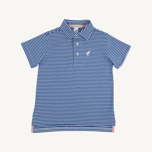 Prim & Proper Polo -Rockefeller Royal Stripe with Worth Avenue White Stork