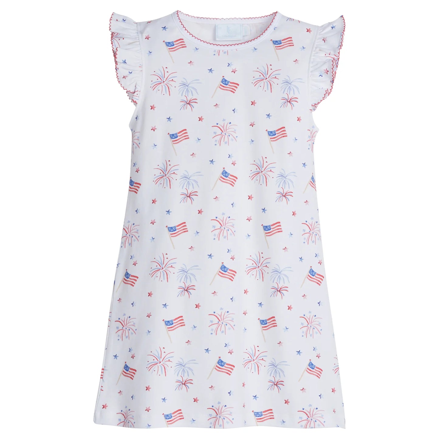 Printed Angel Sleeve Dress - Flags