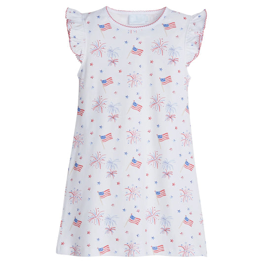 Printed Angel Sleeve Dress - Flags