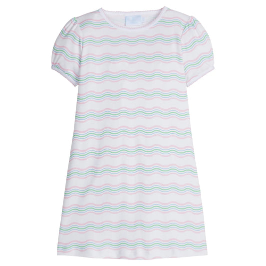 Printed T-Shirt Dress - Squiggle Stripe