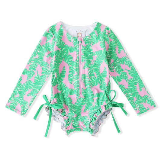 Pink/Green UPF 50 One Piece Swim