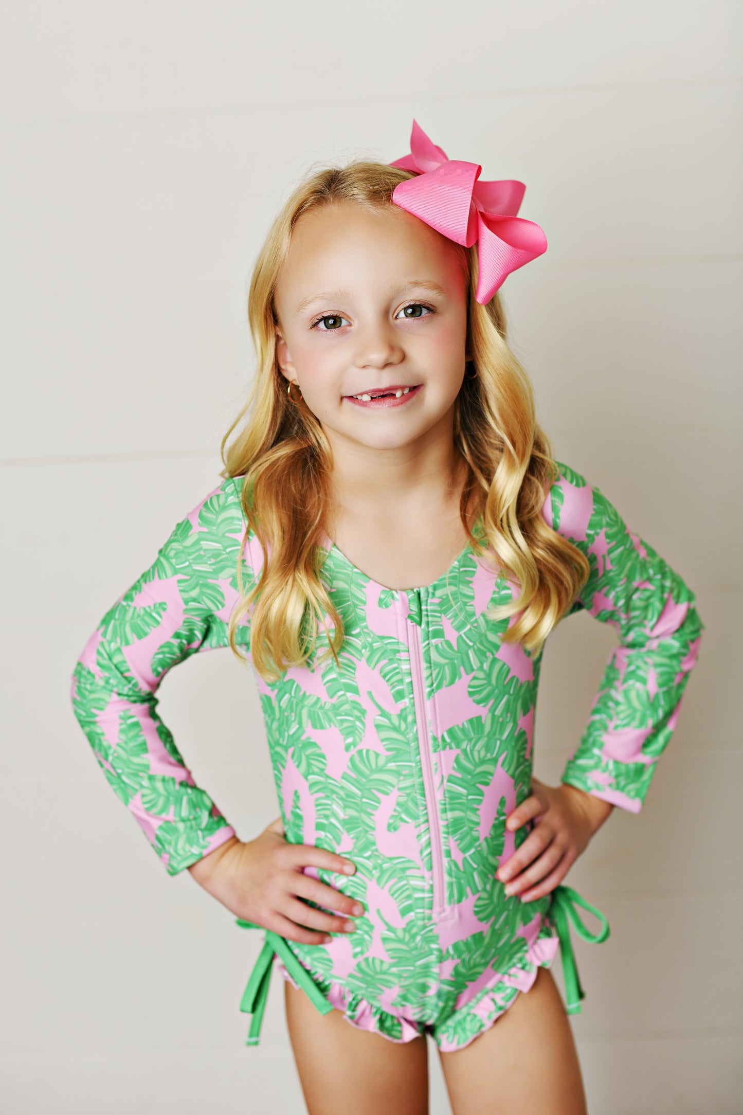 Pink/Green UPF 50 One Piece Swim