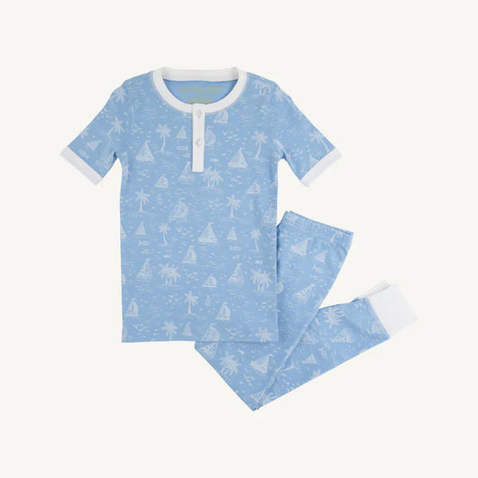 Sutton's Short Sleeve Set- Bay Side Boats with Worth Avenue White