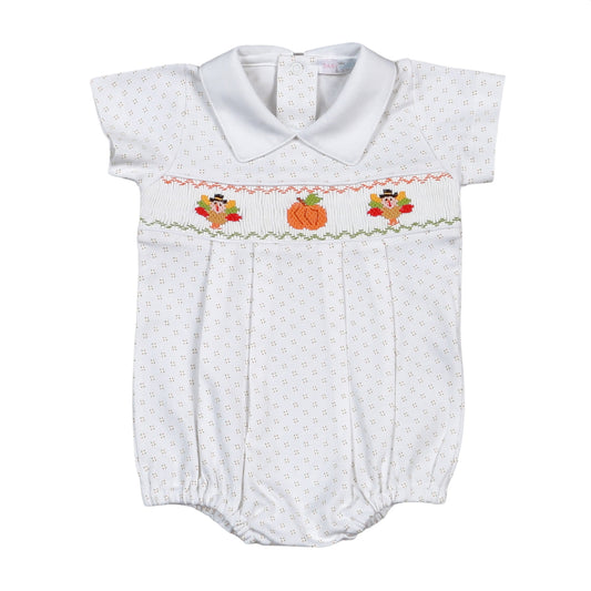 Thankful Day Hand Smocked Pima Bubble -Boy