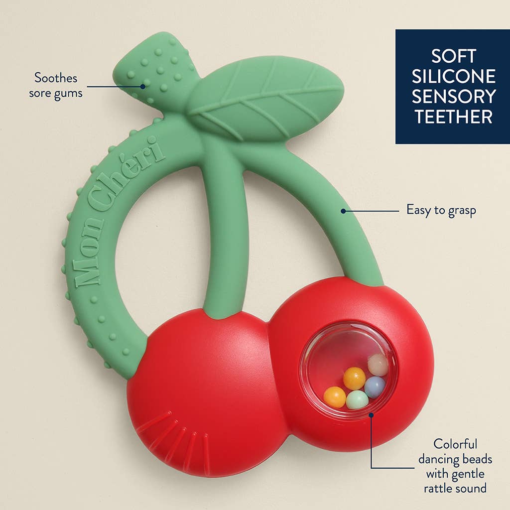 Cherry Bitzy Shake™ - Silicone Teether with Rattle