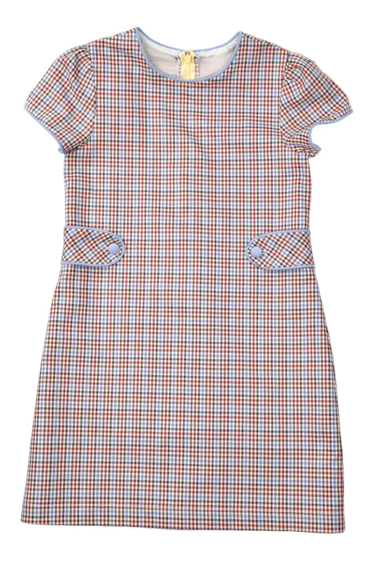 Plaid dress with short sleeves on a white background