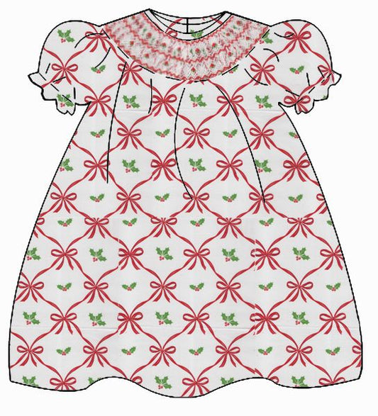 ALISON - Red Holiday Bow´s Print - Bishop S/S